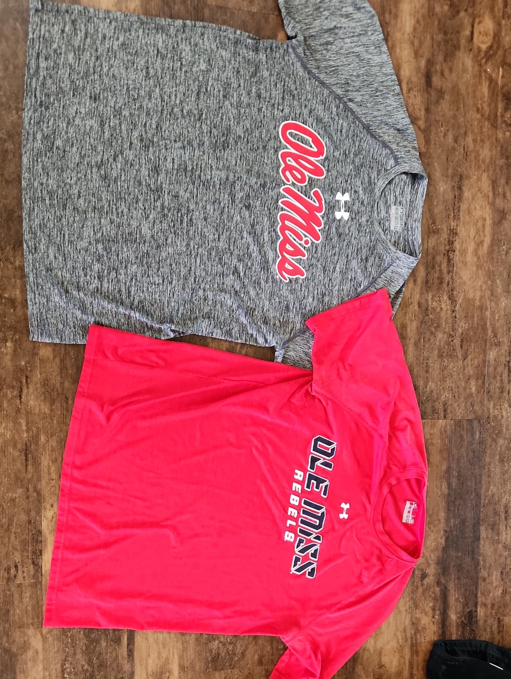 Under Armour Grey Heather & Red Ole Miss Performance Tees